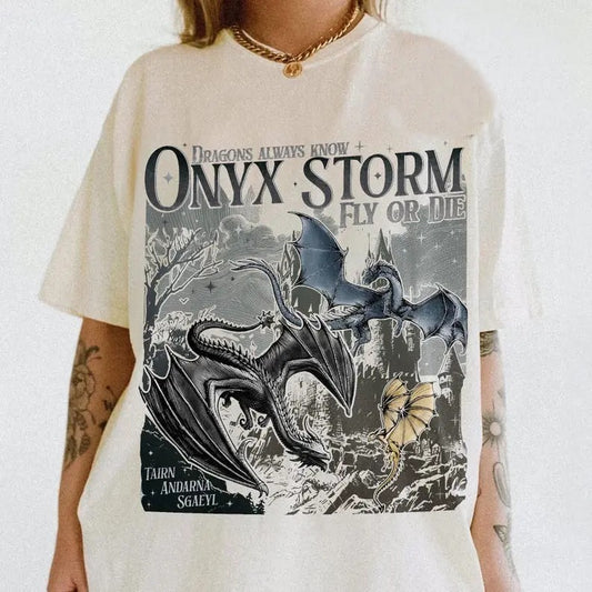 Onyx Storm  T-Shirt | Fourth Wing Series Shirt | Dragon Rider | Bookish Tee Gift For Book Lover | Fantasy Book | Tairn&Andarna, fourth wing merch