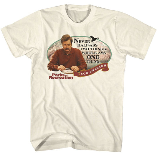 Parks And Recreation - Whole A One Thing - American Classics - Solid Off-White Adult Short Sleeve T-Shirt