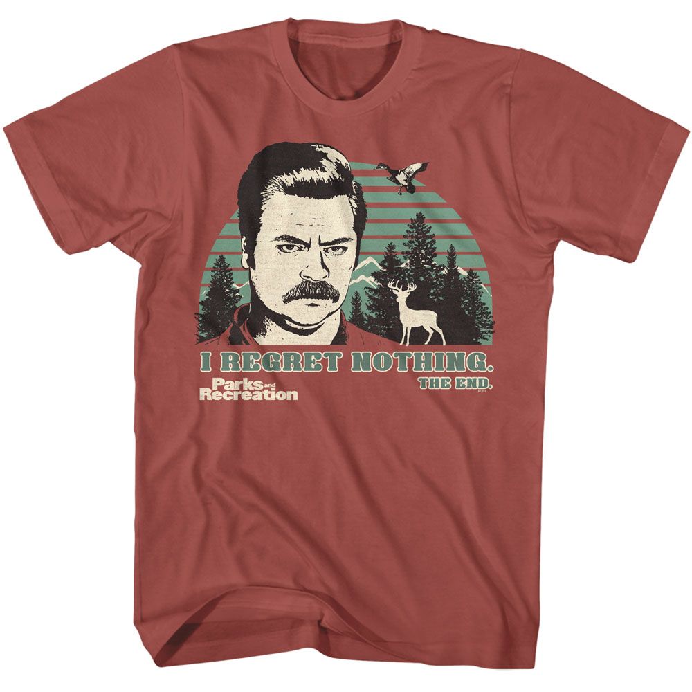 Parks And Recreation - I Regret Nothing - American Classics - Solid Red Adult Short Sleeve T-Shirt