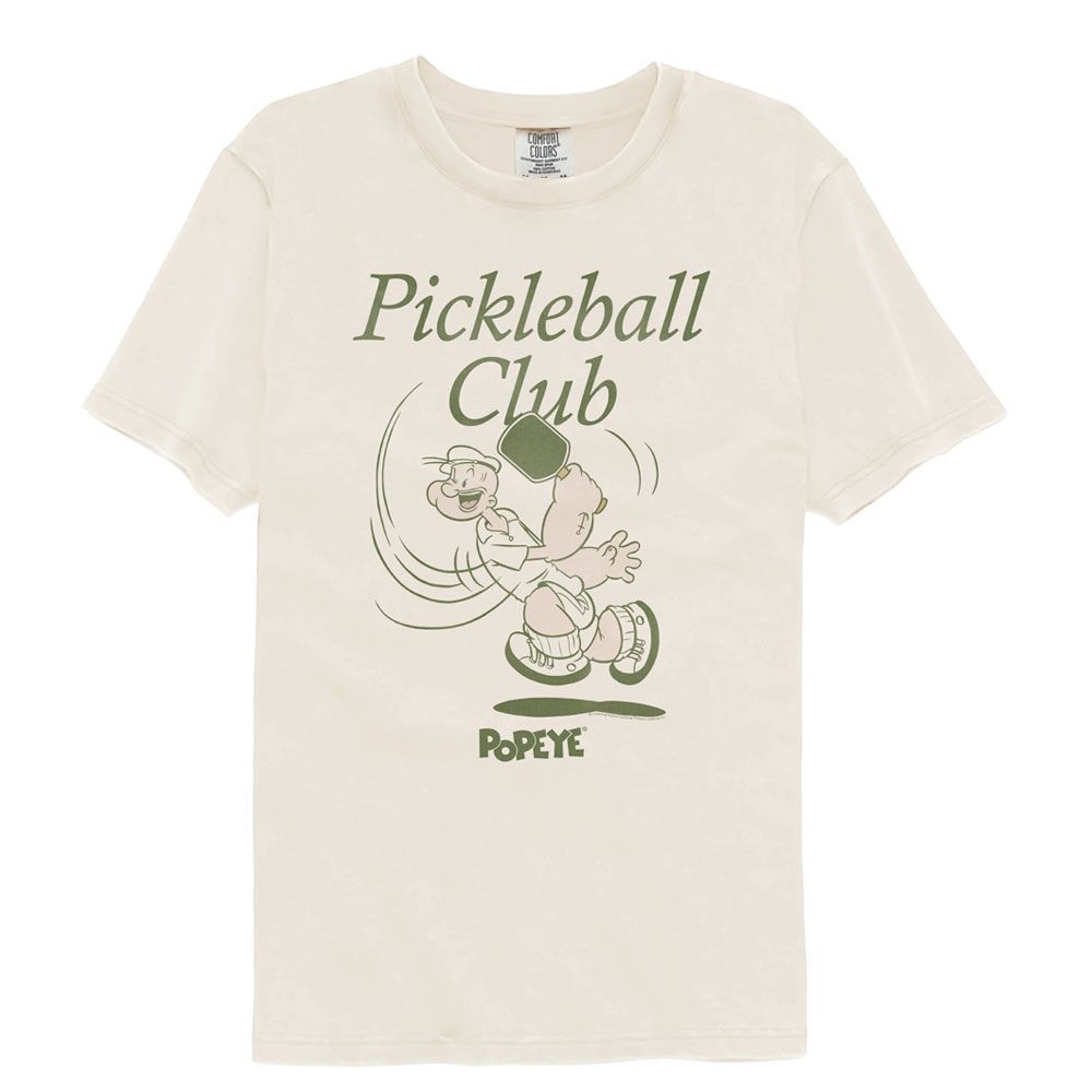 Popeye - Pickleball Club - American Classics - Solid Beige Adult Short Sleeve Comfort Color T-Shirt