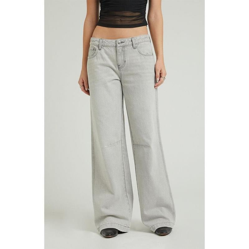 Pacsun Women's Casey Light Gray Dart Low Rise Baggy Jeans