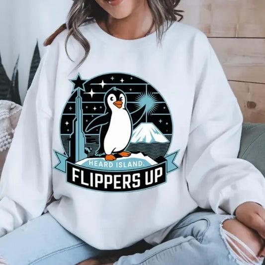 Penguins Flippers Up Shirt - Funny Tariffs FDT with Heard Island, Unisex, Loose Fit, Pullover, Fabric