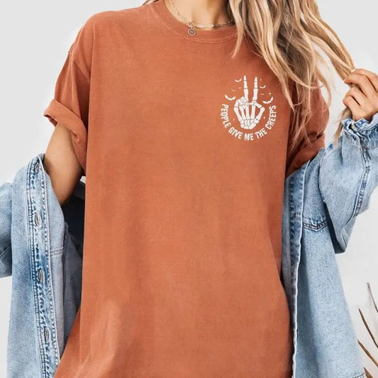 People Give Me The Creeps Sweatshirt, Skeleton Hands Shirt, Witch Vibes Shirt, Spooky Season, Skull Halloween Sweatshirt, Halloween Skeleton Shirt, Spooky Season, Spooky Shirt, Halloween Women Outfits