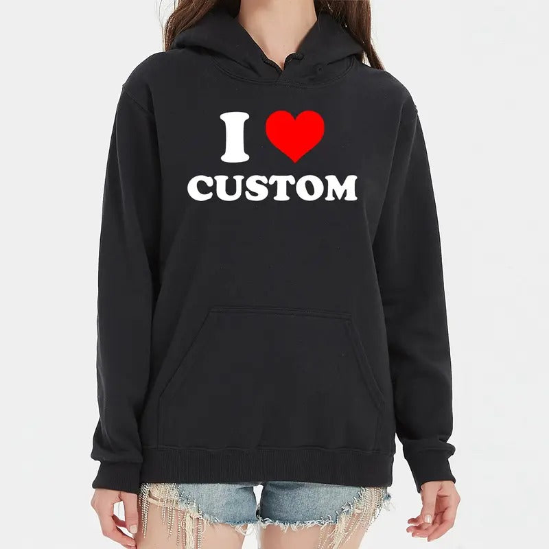 Personalized I Love Graphic Hoodie, Custom Gifts for Her, Y2K Aesthetic Hoodie