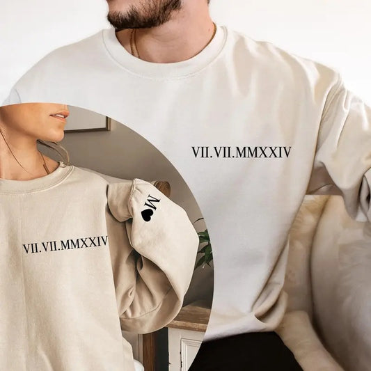 Personalized Valentines Day Sweatshirt for Women with Initials on Sleeve - Womenswear, Pullover