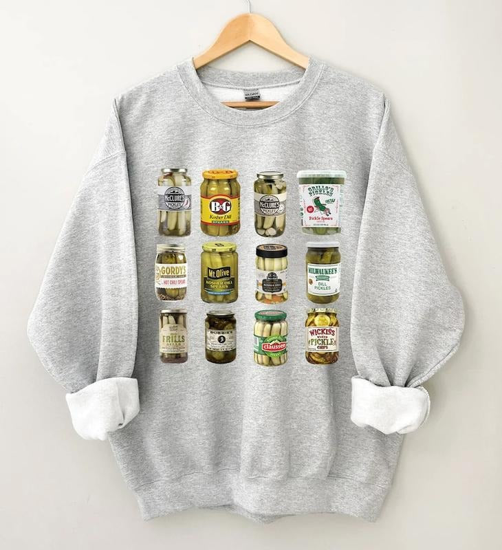 Pickle Jars Sweatshirt, Vintage Canned Pickles Sweatshirt, Canning Season Sweatshirt, Pickle Lovers Sweater, Homemade Pickles Sweater, Pickle Jar  Hoodie and Sweater; T-shirt Cotton