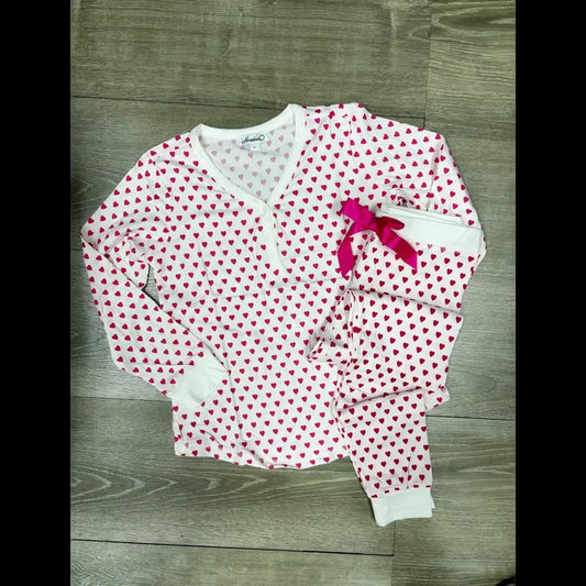 Pink Heart Pajama Set - Girls