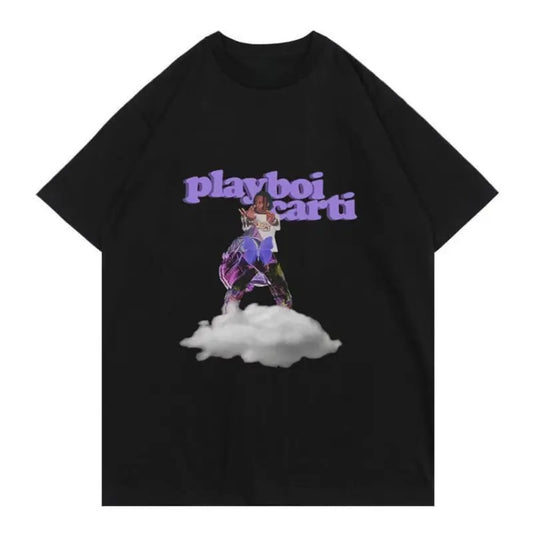 Playboi Cloud T-Shirt, Unique Graphic Tee with Purple Butterfly Design, Unisex Cotton T-Shirt, Crew Neck, Gift for Fans, Streetwear Top, Menswear & Womenswear Top