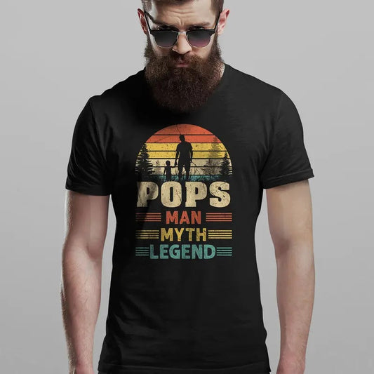 Pops Sunset Man Myth Legend Men's T-shirt Cool Fun Dad Shirt Christmas Gift Present Fathers Day Top  sweater and hoodie