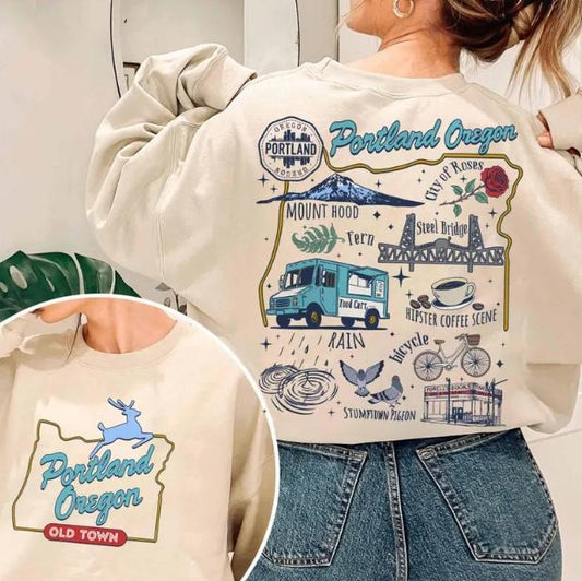 Portland Oregon Sweatshirt, the City of Roses Hoodie, Hiking Gift, Portland Souvenir, Oregon Pride, Nature Lover Sweatshirt, Travel Gift