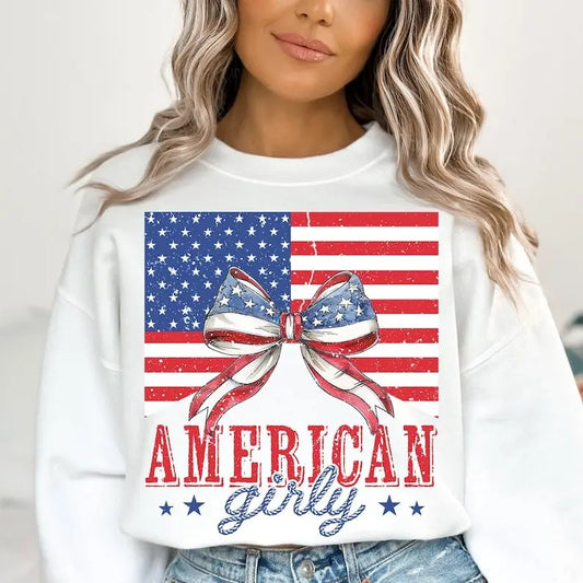 Premium  American Girly , Coquette 4th Of July , 4th Of July , American Flag , Fourth Of July , Coquettesweatshirt