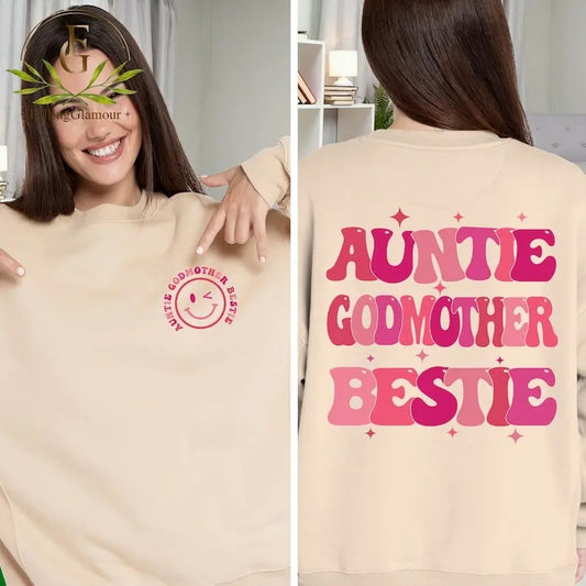 Premium  Auntie Godmother Bestie Sweatshirt, Auntie Shirt, Godmama Sweater, Funny Godparent Sweater, Aunt Gift, Godmother Gifts, Aunt God Mother Gift