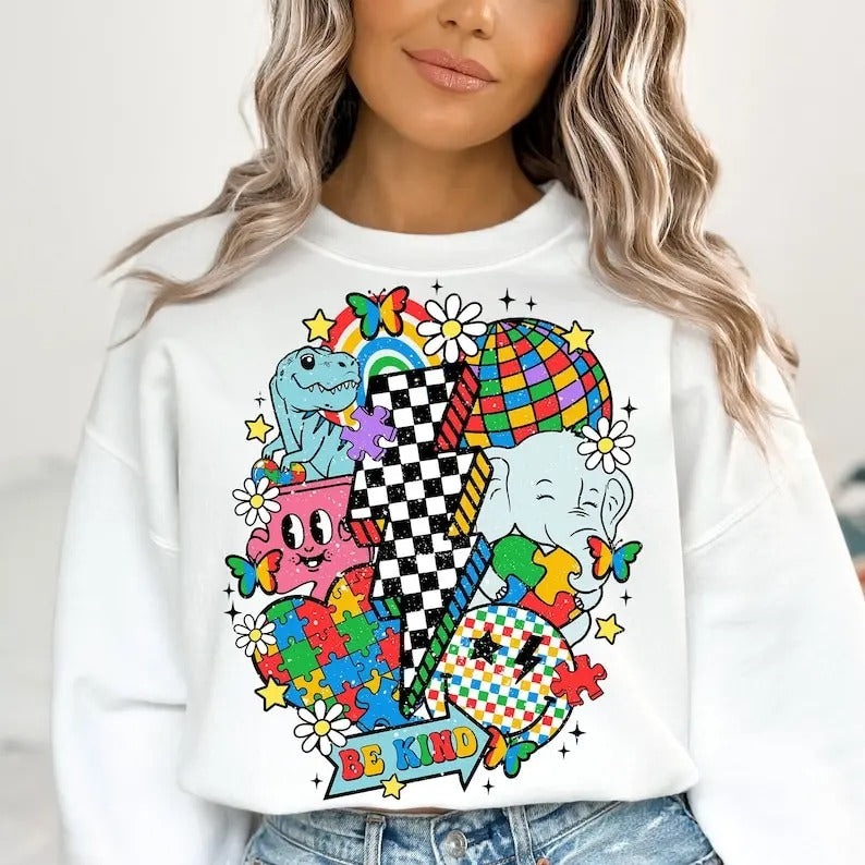 Premium  Autism Awareness , Puzzle , Acceptance, Mom, Retro sweatshirt