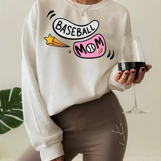 Premium  Funny Baseball Mom Sweatshirt, Women's Baseball Mama Shirt, Cute Mother's Day Gifts, Mom's Birthday Gifts, Cheer Mom Hoodie