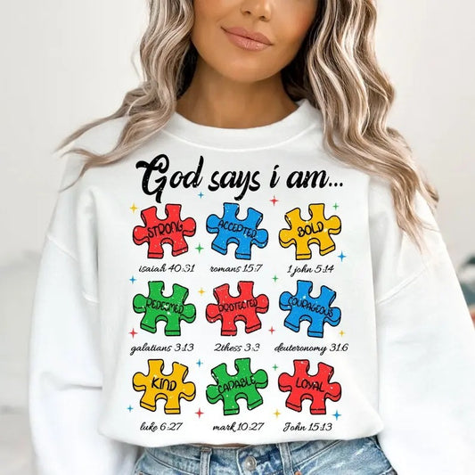 Premium  God Says I am Autism, Christian Autism , Retro Autism  sweatshirt