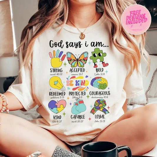 Premium  God says I am autism  ,retro autism  ,be kind  ,christian  ,autism doodles  ,Motivation autism  ,Jesus autism  ,Autism puzzle sweatshirt