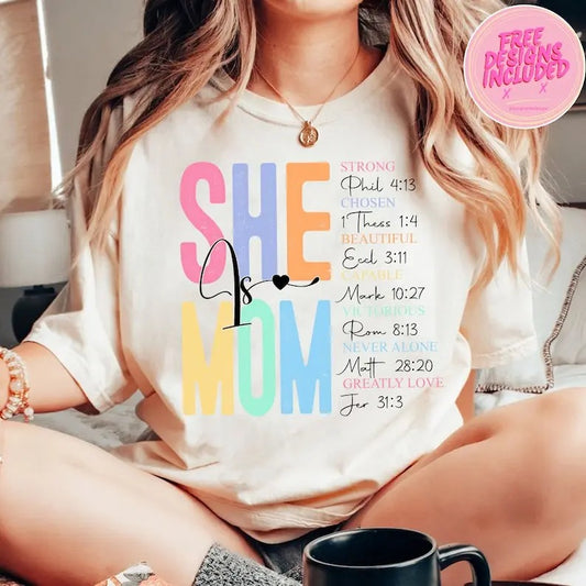 Premium  She is mom ,She Is Strong ,bible Verses ,Mom ,Empowered Women ,Strong Mom ,Christian mom