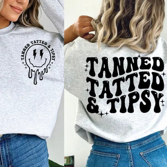 Premium  Tanned And Tipsy  - Smile  - Summer  - Pink Tanned And Tipsy  - Teal Tanned And Tipsy  sweatshirt
