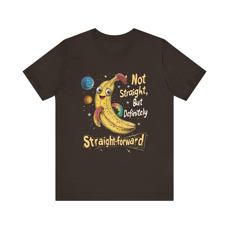 Pride Month Shirt, Retro Gay Banana Graphic Tee, Cute Lesbian T-Shirt, Funny Bisexual Top, Not Straight But Definitely Straightforward