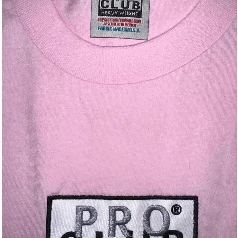 Pro Club Heavyweight Short Sleeve Embroidered Box Logo Tee Classic Shirt Top Casual Cotton Crewneck