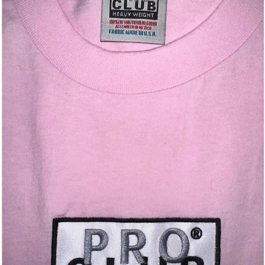 Pro Club Heavyweight Short Sleeve Embroidered Box Logo Tee Classic Shirt Top Casual Cotton Crewneck