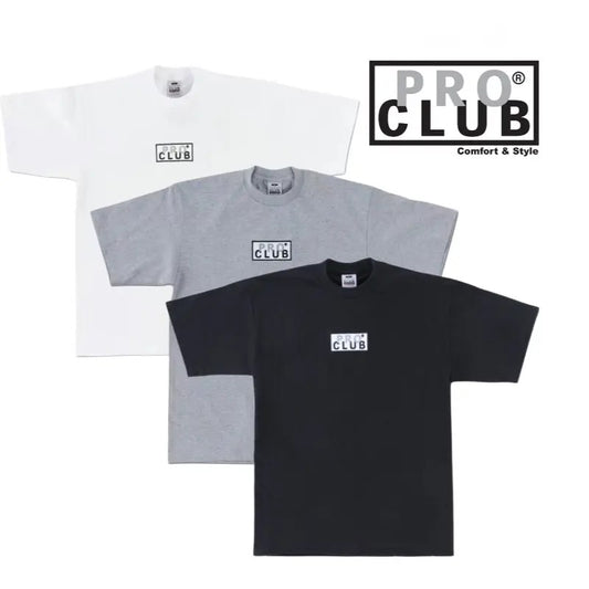 Pro Club T Shirt Heavyweight Short Sleeve Embroidered Box Logo Tee Crewneck Relaxed Fit - add to your cart - buy now