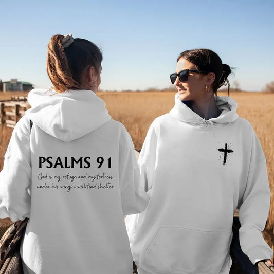 Psalm 91 Hoodie, Bible Verse Hoodie, Religious Hoodie, Trendy Christian Hoodie Cotton Tops