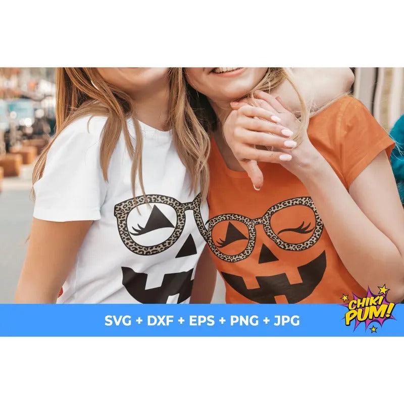 Pumpkin Face With Glasses Halloween Fall Halloween Cute Pumpkin Face Pumpkin Eyelashes Leopard Glasses