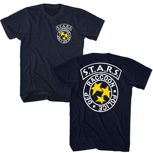 Resident Evil - Stars - American Classics - Solid Blue Adult Short Sleeve T-Shirt