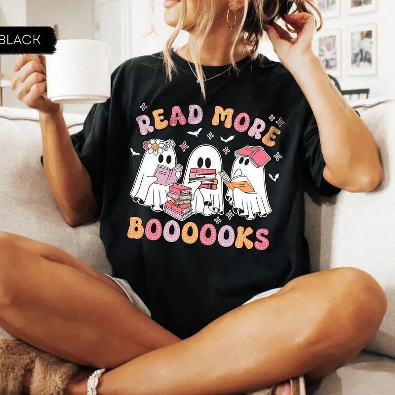 Read More Books Spooky Teacher Shirt, Halloween Shirt for Teacher, Teacher Halloween Shirt, Groovy Ghost Teacher Tshirt, Reading Teacher Tee