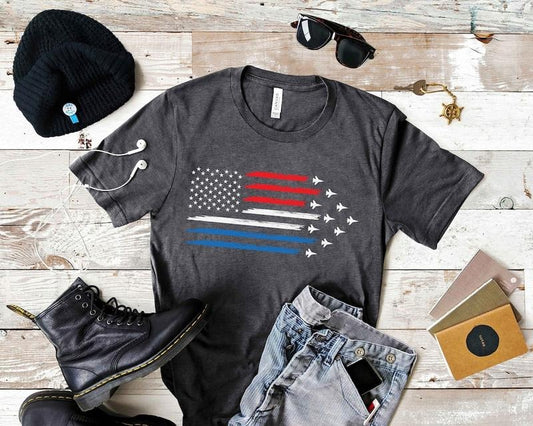 Red White Blue Air Force Flyover Men's T-shirt, Air Force Shirt, 4th of July shirt