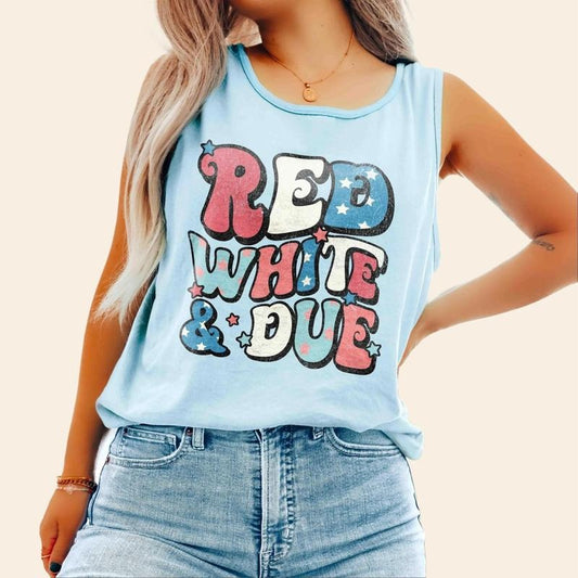 Red White and Due Tank 4th of July Pregnancy Announcement Tank Top Matching Fourth of July Gender Reveal Tee
