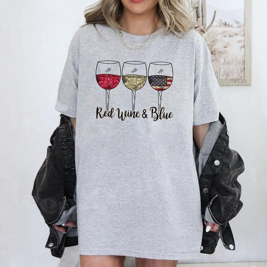 Red Wine And Blue Shirt, 4th Of July Shirt, Patriot Shirt, Veteran Shirt, American Flag Shirt, Independence Day Shirt, 4th Of July Gift