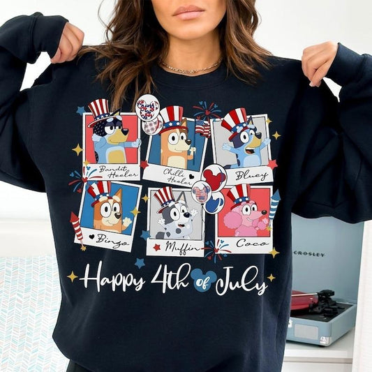 Retro Bluey 4th of July Shirt, Bluey Fan Shirt, Bluey Tee Shirt , Bluey Character, Funny Mom Tee Shirt, Bluey Muffin Heeler Shirt, Funny Bluey Shirts, Bluey Bingo Family Shirt, Chilli Mum Shirt, Bluey Family Tee, Muffin Sweatshirt