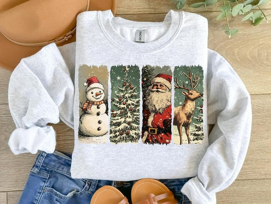 Retro Christmas Sweatshirt, Christmas Shirt , Santa Claus Sweatshirt Cotton Menswear