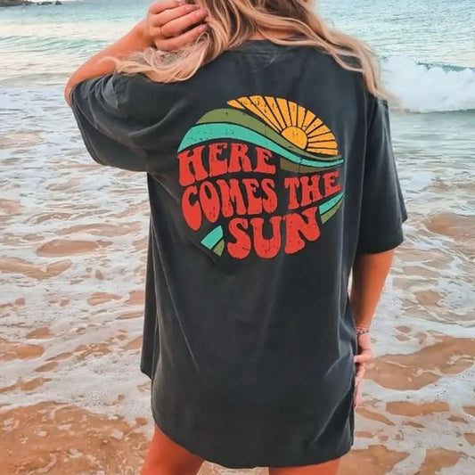 Retro Here Comes The Sun T-shirt, Boho Summer Tshirt, Hawaii Shirt, Vintage Summer Tshirt, Boho Summer Shirt, Sun Vintage Tee