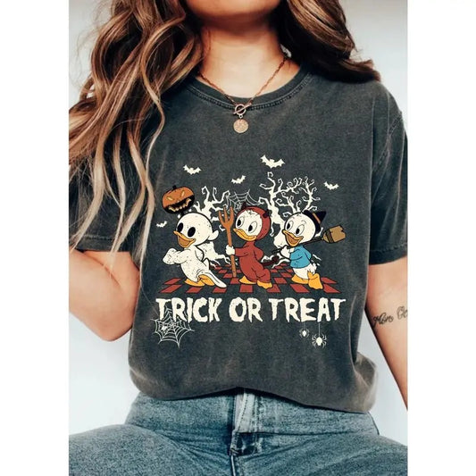 Retro Huey Dewey Louie Halloween Costume Trick Or Treat Comfort Colors Shirt, Ducktales Disneyland Halloween Party, Spooky Season Disney Tee