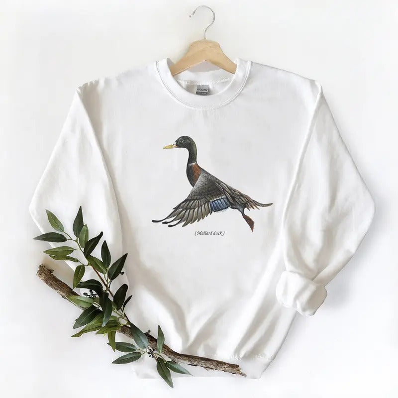 Retro Mallard Duck Vintage Duck Hunting T-Shirts Born To Hunt Graphic Tee Unisex Sweatshirt Pullover, Hunting Season, Cotton Fabric Womenswear