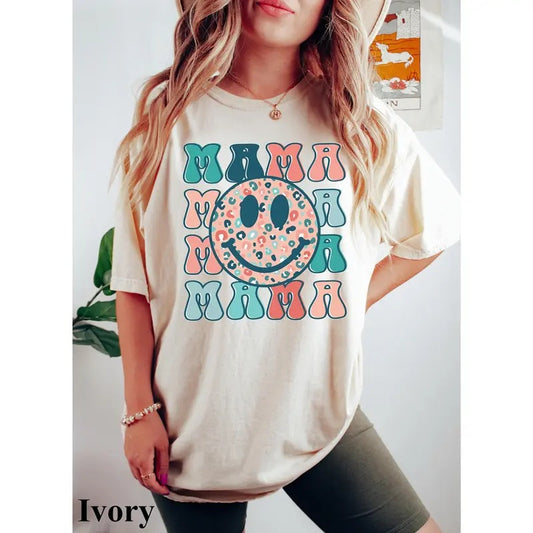 Retro Mama Shirt Smiley Face Mama Shirt Mother's Day Shirt For Mom Mom Tshirt Mama Tshirt Pregnancy Announcement Shirt TK43GN
