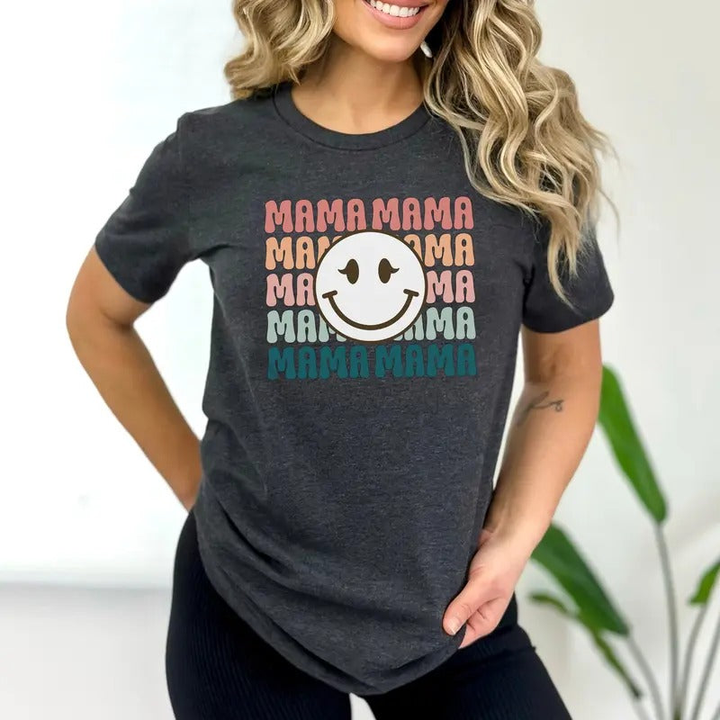 Retro Mama Shirt Smiley Mama Shirt Mom Life Shirts Mama Shirt Motherhood Shirt Cute Mom Shirt Mothers Day Gift Mom Shirts Mama Gifts TK62GN