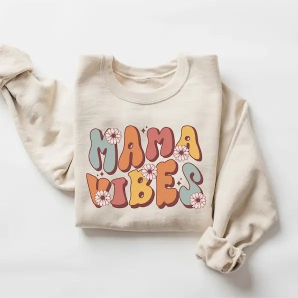 Retro Mama Vibes Sweatshirt, Mother's Day Gift, Gift For Mother, Grandma Sweatshirt, Nana Shirt, Mom Hoodie, Mama Crewneck, New Mom