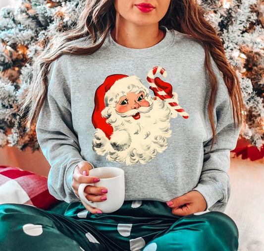Retro Santa Sweatshirt, Santa Claus Face Sweatshirt, Vintage Christmas Hoodie, Santa Retro Style Sweater, Santaface Festive Holiday Sweatshirt
