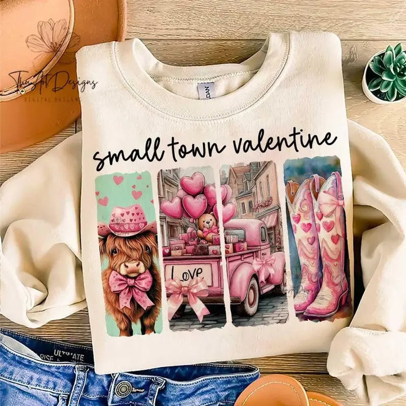Retro Small Town Valentines Sweatshirt, Western Valentines Sweatshirt, Valentines gift