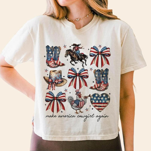 Retro Statue of Liberty 4th of July Shirt America Girl Independence Day Graphic T-Shirt 100% Cotton Unisex Fit Casual Short Sleeve - Comfort