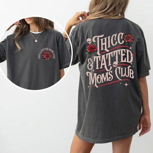 Retro Thicc Tatted Moms Club Shirt Comfort Colors, Vintage Tattoo Tees for Mom, Gothic Tattoos Are Trashy Sweatshirt, Tattooed Mama Tops, Gift Ideas for Mommy, Comfy Women's Top, Casual Womenswear