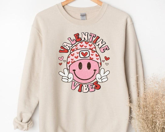 Retro Valentine Vibes, Valentines Face Happy Sweatshirt, Cute Face Sweater, Valentines Gift, I Love You  Hoodie and Sweater; T-shirt