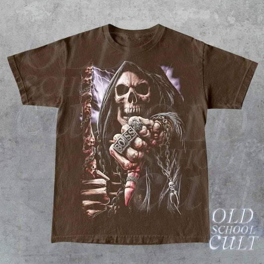 Rocker Skull Vintage Graphic T-Shirt, Retro Rock Tee, 90s Biker Shirt, Vintage Oversize Washed Shirt, Skeleton Lover, Horror Shirt