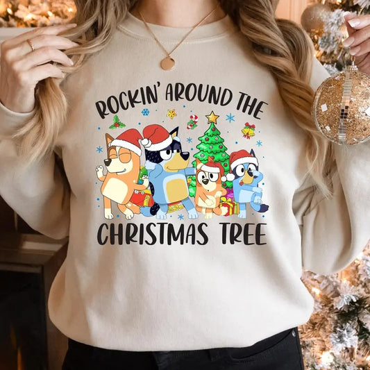 Rockin' Around the Christmas Tree Shirt, Funny Christmas Crewneck, Christmas Gift, Matching Christmas Shirts, Xmas Gift