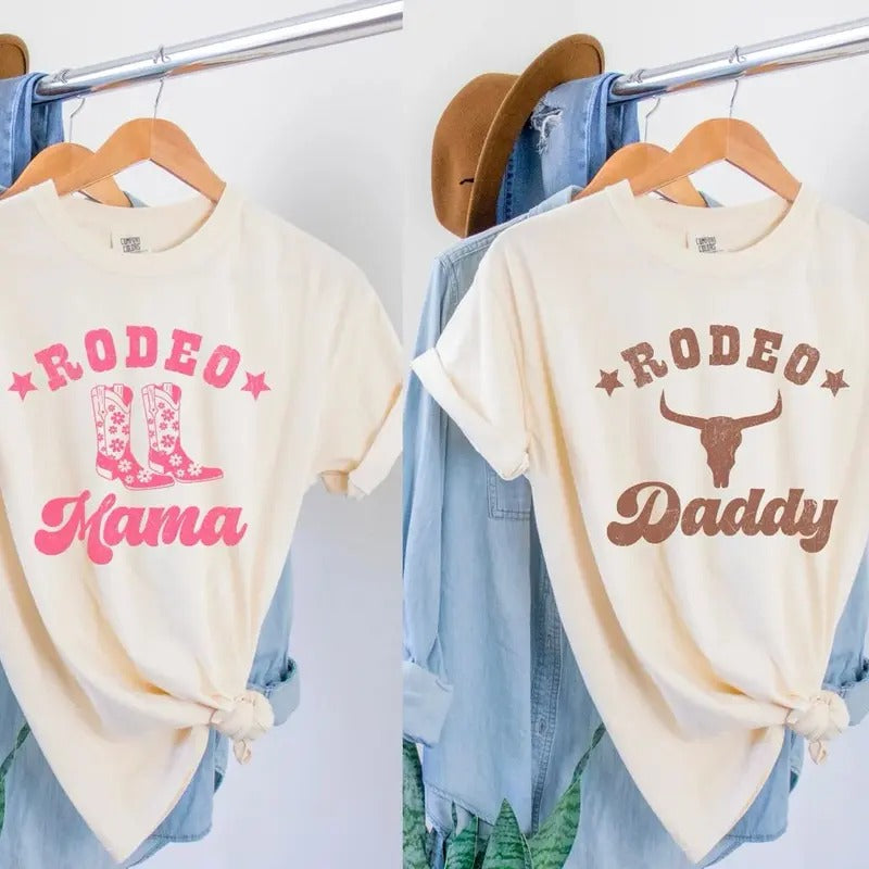 Rodeo Mama Shirt, Western Mama Sweatshirt, Rodeo Shirts for Women, Pink Rodeo Shirt, Rodeo Daddy Tee, Matching Birthday Shirts