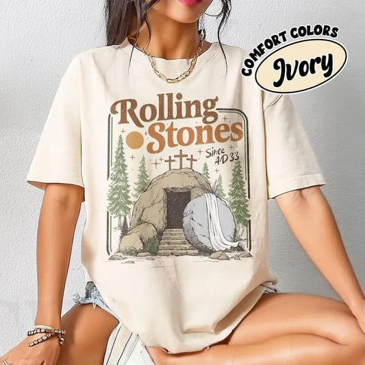 Rolling Stones Comfort Colors Shirt, He Is Risen Shirt, Easter Christian Tee, Funny Christian Shirt